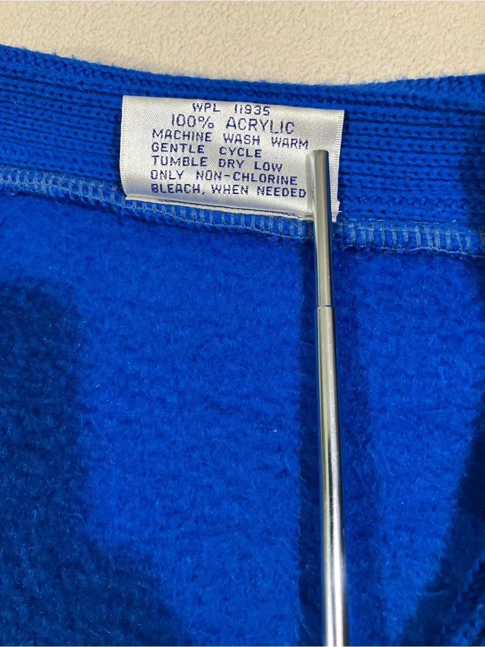 Vtg 80s Track & Court Cobalt Blue V Neck Sweater Pullover Mens S Athletic